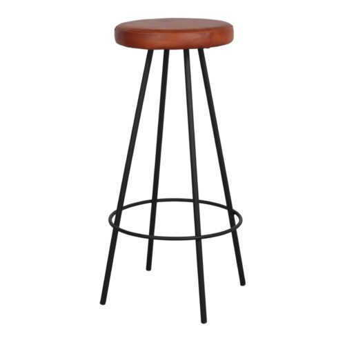 TABOURET HAUT MÉTAL ET CUIR BOB de style industriel | Trouvez-la chez MisterWils. Plus de 4000m² d'exposition. 1