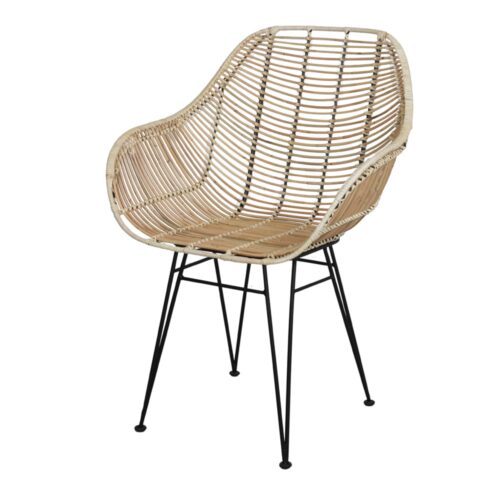 BUCKET NATURAL Chaise avec structure en acier, assise en rotin. Non adaptée pour l'extérieur. 1