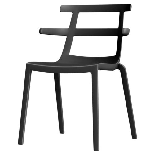 TOLYOK Chaise avec accoudoirs, pour intérieur ou extérieur. Fabriquée en une seule pièce de polypropylène avec fibre de verre via un procédé de moulage assisté par gaz.