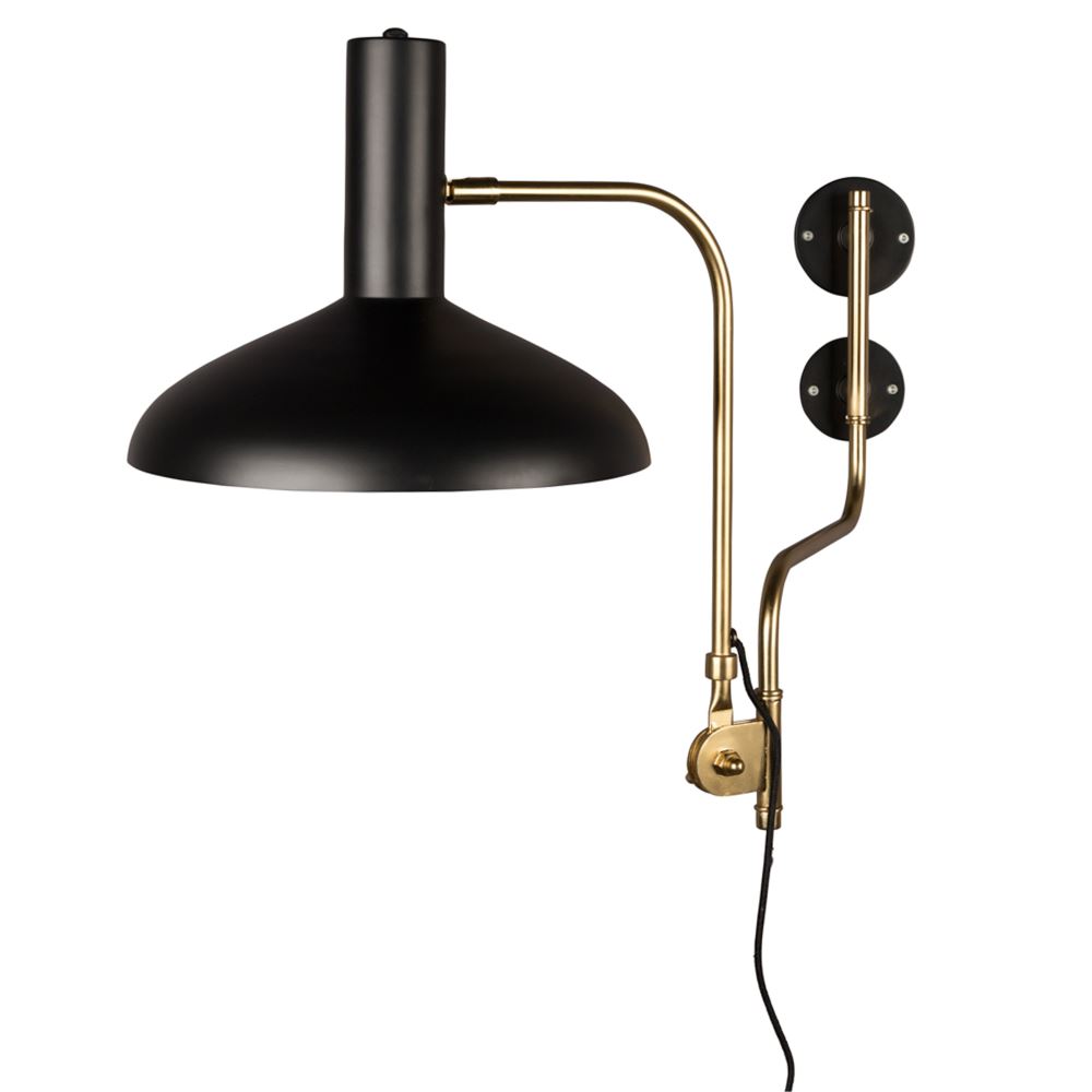 mister-wils-lampe-applique-murale-vintage-acier-laiton-tulipe-negra-devi-black APPLIQUE MURALE DEVI de style vintage | Trouvez-la chez MisterWils. Plus de 4000m² d'exposition. 1