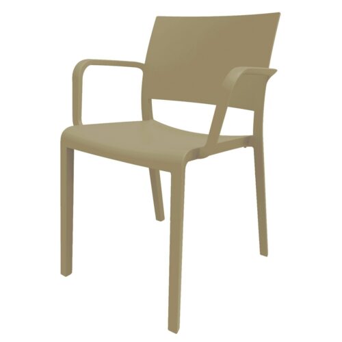 NEW FIONA Chaise avec accoudoirs pour usage intérieur ou extérieur, fabriqué en fibre synthétique. Protection anti-UV. Couleurs disponibles: blanc, chocolat, sable, noir, gris, vert et marron