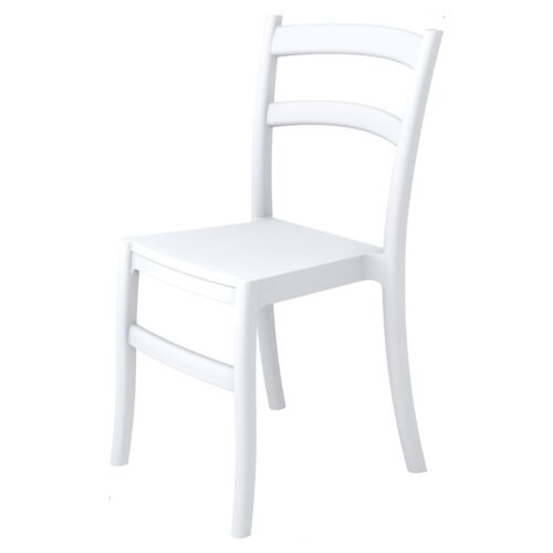 FIESTA Chaise fabriquée en polypropylène, adaptée pour un usage intérieur ou extérieur. Protection anti-UV. Empilable. Dimensions: 45x51x85 cm. Couleurs disponibles: blanc, marron. Commande minimale: 4 unités