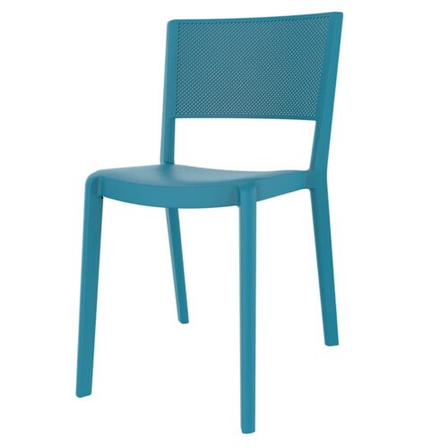 SPOT Chaise fabriquée en polypropylène, adaptée pour un usage intérieur ou extérieur. Protection anti-UV. Empilable. Dimensions: 54x45x78 cm. Couleurs disponibles: sable, bleu, blanc, marron, gris, rouge, vert.