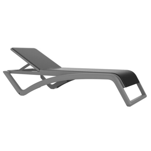 SKYCLUB Chaise longue transat empilable pour intérieur ou extérieur, fabriqué en polypropylène et revêtement tissu. Inclinable en 5 positions, inclus position à l'horizontale pour une position allongé sur le ventre. Dossier avec sécurité. Roues dans les pieds arrière et antidérapants à l'avant.Dimensions: 77x195x37 cm