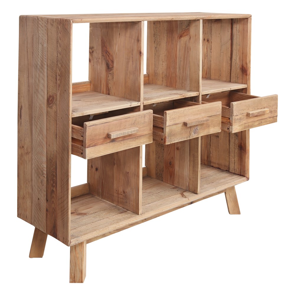 mister-wils-etagere-bois-pin-recycle-3-tiroirs-karlo-2 ÉTAGÈRE EN BOIS KARLO en pin recyclé | Trouvez-la chez MisterWils. Plus de 4000m² d'exposition. 2