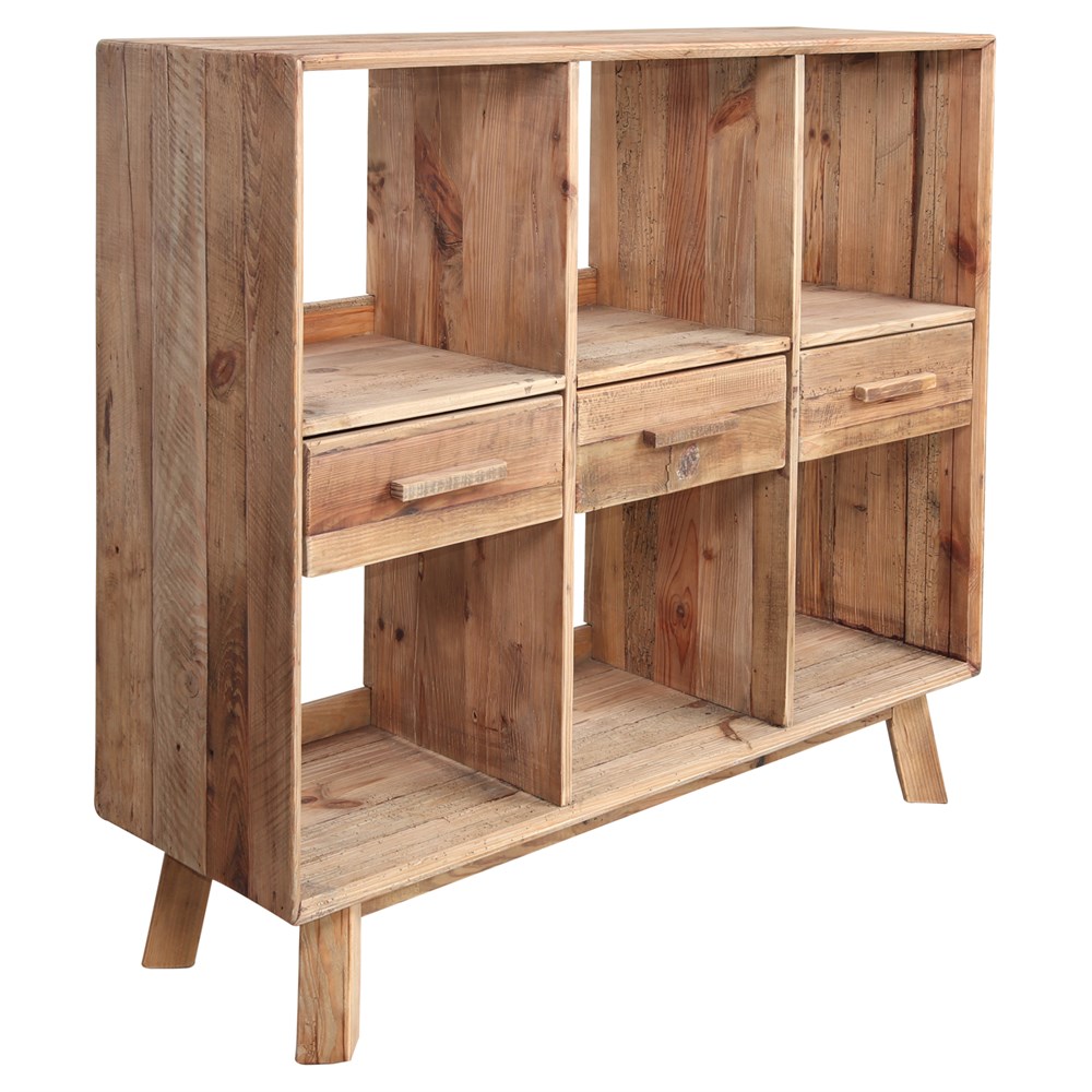 mister-wils-etagere-bois-pin-recycle-3-tiroirs-karlo-3 ÉTAGÈRE EN BOIS KARLO en pin recyclé | Trouvez-la chez MisterWils. Plus de 4000m² d'exposition. 3