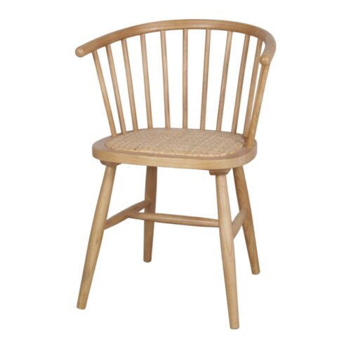 CHAISE EN BOIS ET ROTIN SHERRY de style windsor/ercol en bois de orme. Assise en rotin | Trouvez-la chez MisterWils. 1