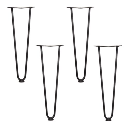 HAIRPIN 40cm 4X 4 pieds de table en acier de style Mid Century, type hairpin avec extrémités en caoutchouc pour améliorer la stabilité.