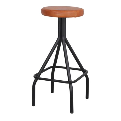 TABOURET HAUT MÉTAL ET CUIR GAUCHO de style Industriel | Trouvez-la chez MisterWils. Plus de 4000m² d'exposition. 2