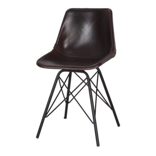 CHAISE EN CUIR CAMELOT style industriel | Trouvez-la chez MisterWils. Plus de 4000m² d'exposition.