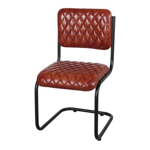 CHAISE EN CUIR ET EN MÉTAL LUNA style vintage | Trouvez-la chez MisterWils. Plus de 4000m² d'exposition. 1