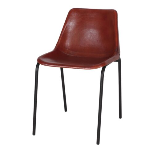 CHAISE EN MÉTAL ET EN CUIR MALI avec structure en acier | Trouvez-la chez MisterWils. Plus de 4000m² d'exposition. 1