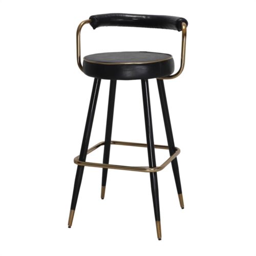 TABOURET HAUT EN MÉTAL ET CUIR GATIMBER style mid century | Trouvez-la chez MisterWils. Plus de 4000m² d'exposition. 1