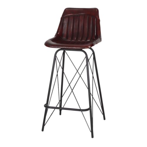 TABOURET HAUT EN MÉTAL ET CUIR WARREN style Industriel | Trouvez-la chez MisterWils. Plus de 4000m² d'exposition. 1