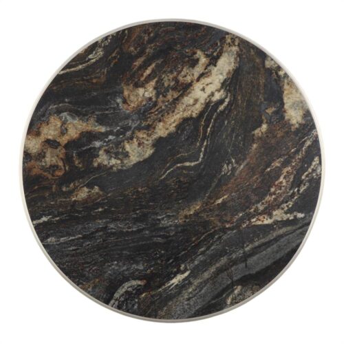 PLATEAU DE TABLE LORNA DECO en contreplaqué stratifié avec placage laminé en finition calacatta, cadre en aluminium finition laiton. 3