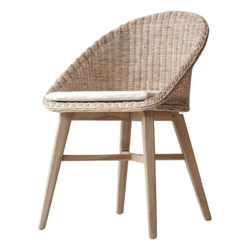 CHAISE EN BOIS ET EN ROTIN SYNTHÉRIQUE DEMPO, style Méditerranéen | Trouvez-la chez MisterWils. Plus de 4000m² d'exposition. 1